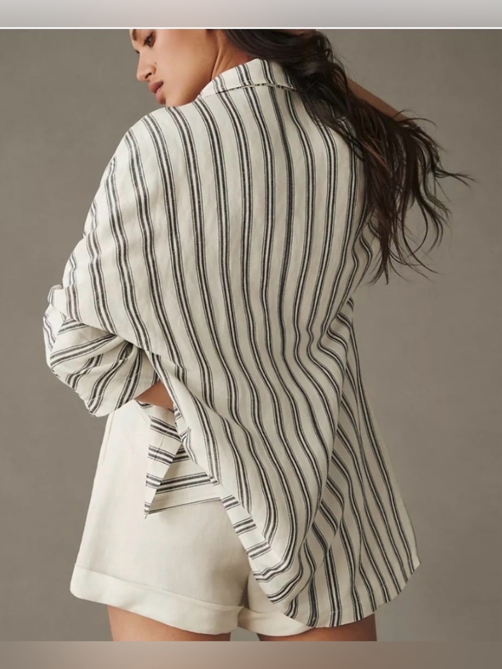 Anthropologie Pilcro Dolman Sleeve Blazer stripe small linen - Picture 2 of 8